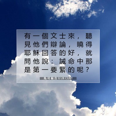 Picture 07 - 馬 可 福 音 12:28 CUVT - 有 一 個 文 士 來 ， 聽 見 他 們 辯 - Bible Verse Picture