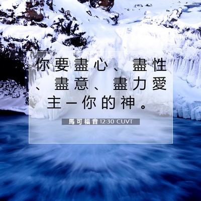 Picture 07 - 馬 可 福 音 12:30 CUVT - 你 要 盡 心 、 盡 性 、 盡 意 、 盡 - Bible Verse Picture