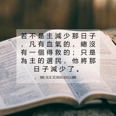 Picture 07 - 馬 可 福 音 13:20 CUVT - 若 不 是 主 減 少 那 日 子 ， 凡 有 - Bible Verse Picture