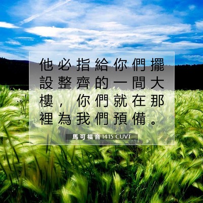Picture 07 - 馬 可 福 音 14:15 CUVT - 他 必 指 給 你 們 擺 設 整 齊 的 一 - Bible Verse Picture
