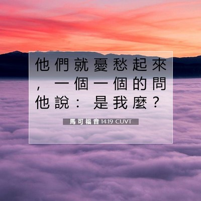 Picture 07 - 馬 可 福 音 14:19 CUVT - 他 們 就 憂 愁 起 來 ， 一 個 一 個 - Bible Verse Picture