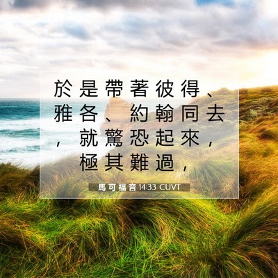 Picture 07 - 馬 可 福 音 14:33 CUVT - 於 是 帶 著 彼 得 、 雅 各 、 約 翰 - Bible Verse Picture