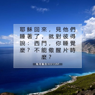 Picture 07 - 馬 可 福 音 14:37 CUVT - 耶 穌 回 來 ， 見 他 們 睡 著 了 ， - Bible Verse Picture