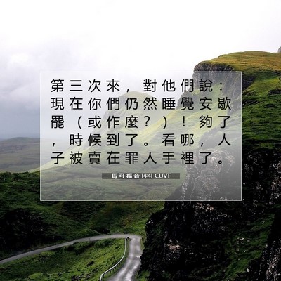 Picture 07 - 馬 可 福 音 14:41 CUVT - 第 三 次 來 ， 對 他 們 說 ： 現 在 - Bible Verse Picture