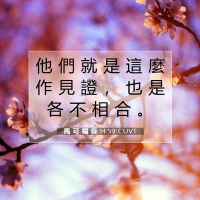 Picture 07 - 馬 可 福 音 14:59 CUVT - 他 們 就 是 這 麼 作 見 證 ， 也 是 - Bible Verse Picture