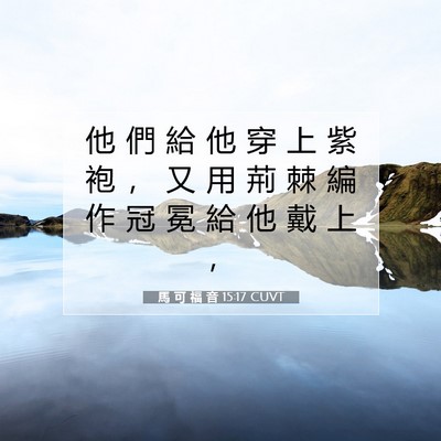 Picture 07 - 馬 可 福 音 15:17 CUVT - 他 們 給 他 穿 上 紫 袍 ， 又 用 荊 - Bible Verse Picture