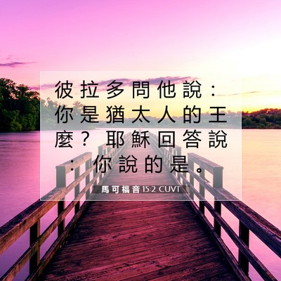 Picture 07 - 馬 可 福 音 15:2 CUVT - 彼 拉 多 問 他 說 ： 你 是 猶 太 人 - Bible Verse Picture