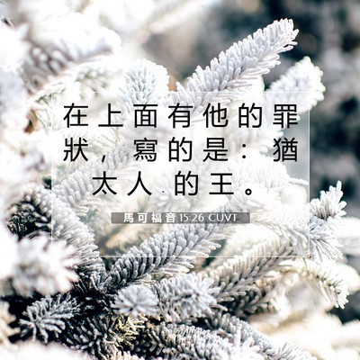 Picture 07 - 馬 可 福 音 15:26 CUVT - 在 上 面 有 他 的 罪 狀 ， 寫 的 是 - Bible Verse Picture