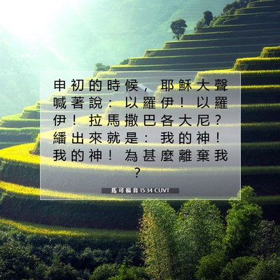 Picture 07 - 馬 可 福 音 15:34 CUVT - 申 初 的 時 候 ， 耶 穌 大 聲 喊 著 - Bible Verse Picture