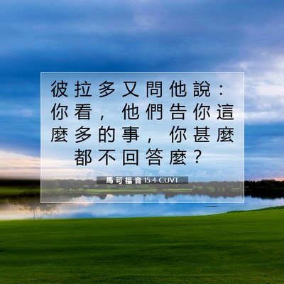 Picture 07 - 馬 可 福 音 15:4 CUVT - 彼 拉 多 又 問 他 說 ： 你 看 ， 他 - Bible Verse Picture