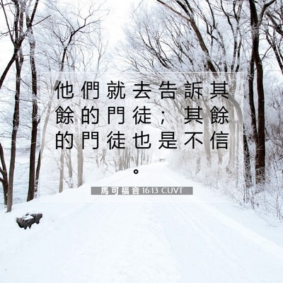 Picture 07 - 馬 可 福 音 16:13 CUVT - 他 們 就 去 告 訴 其 餘 的 門 徒 ； - Bible Verse Picture