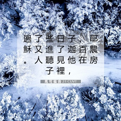 Picture 07 - 馬 可 福 音 2:1 CUVT - 過 了 些 日 子 ， 耶 穌 又 進 了 迦 - Bible Verse Picture