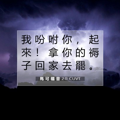 Picture 07 - 馬 可 福 音 2:11 CUVT - 我 吩 咐 你 ， 起 來 ！ 拿 你 的 褥 - Bible Verse Picture