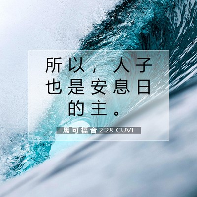 Picture 07 - 馬 可 福 音 2:28 CUVT - 所 以 ， 人 子 也 是 安 息 日 的 主 - Bible Verse Picture