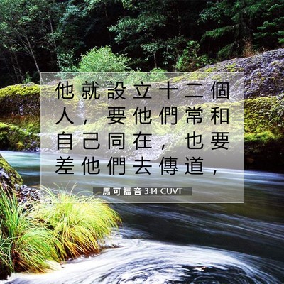 Picture 07 - 馬 可 福 音 3:14 CUVT - 他 就 設 立 十 二 個 人 ， 要 他 們 - Bible Verse Picture