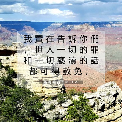 Picture 07 - 馬 可 福 音 3:28 CUVT - 我 實 在 告 訴 你 們 ， 世 人 一 切 - Bible Verse Picture