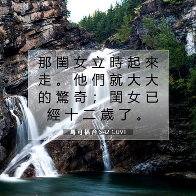 Picture 07 - 馬 可 福 音 5:42 CUVT - 那 閨 女 立 時 起 來 走 。 他 們 就 - Bible Verse Picture
