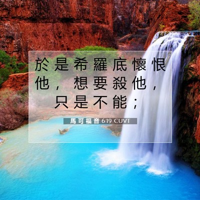 Picture 07 - 馬 可 福 音 6:19 CUVT - 於 是 希 羅 底 懷 恨 他 ， 想 要 殺 - Bible Verse Picture