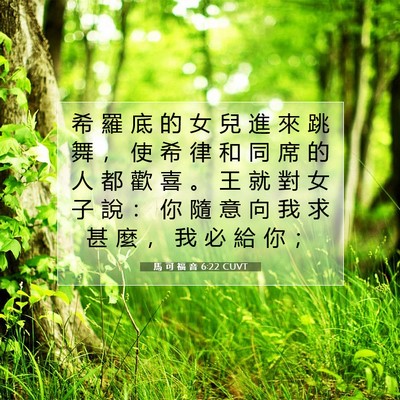 Picture 07 - 馬 可 福 音 6:22 CUVT - 希 羅 底 的 女 兒 進 來 跳 舞 ， 使 - Bible Verse Picture