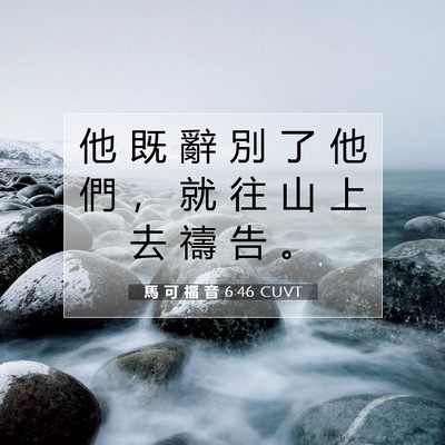 Picture 07 - 馬 可 福 音 6:46 CUVT - 他 既 辭 別 了 他 們 ， 就 往 山 上 - Bible Verse Picture