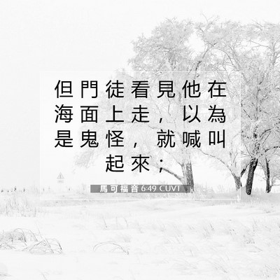 Picture 07 - 馬 可 福 音 6:49 CUVT - 但 門 徒 看 見 他 在 海 面 上 走 ， - Bible Verse Picture