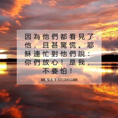 Picture 07 - 馬 可 福 音 6:50 CUVT - 因 為 他 們 都 看 見 了 他 ， 且 甚 - Bible Verse Picture