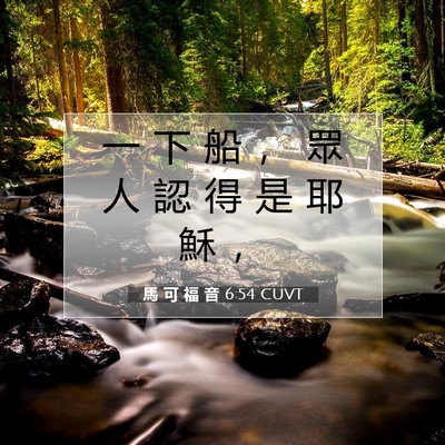 Picture 07 - 馬 可 福 音 6:54 CUVT - 一 下 船 ， 眾 人 認 得 是 耶 穌 - Bible Verse Picture