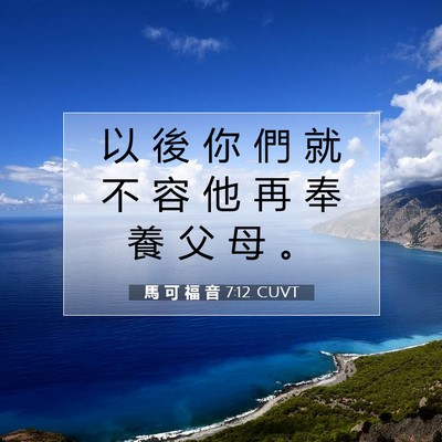 Picture 07 - 馬 可 福 音 7:12 CUVT - 以 後 你 們 就 不 容 他 再 奉 養 父 - Bible Verse Picture