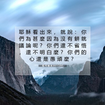 Picture 07 - 馬 可 福 音 8:17 CUVT - 耶 穌 看 出 來 ， 就 說 ： 你 們 為 - Bible Verse Picture