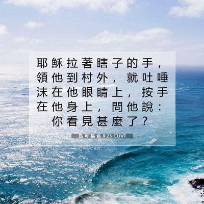 Picture 07 - 馬 可 福 音 8:23 CUVT - 耶 穌 拉 著 瞎 子 的 手 ， 領 他 到 - Bible Verse Picture