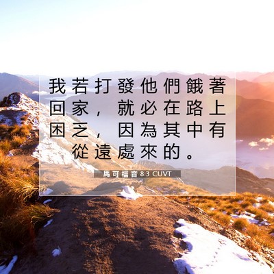 Picture 07 - 馬 可 福 音 8:3 CUVT - 我 若 打 發 他 們 餓 著 回 家 ， 就 - Bible Verse Picture