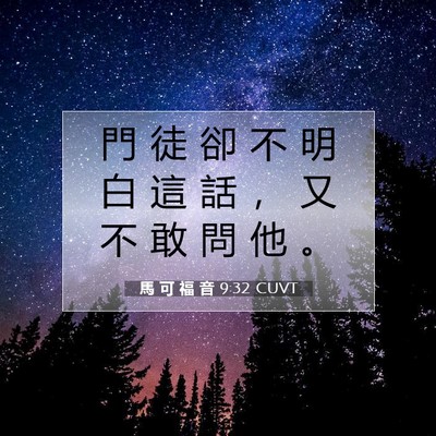 Picture 07 - 馬 可 福 音 9:32 CUVT - 門 徒 卻 不 明 白 這 話 ， 又 不 敢 - Bible Verse Picture