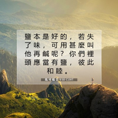 Picture 07 - 馬 可 福 音 9:50 CUVT - 鹽 本 是 好 的 ， 若 失 了 味 ， 可 - Bible Verse Picture