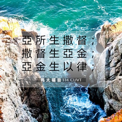 Picture 07 - 馬 太 福 音 1:14 CUVT - 亞 所 生 撒 督 ； 撒 督 生 亞 金 ； - Bible Verse Picture