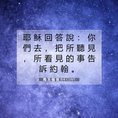 Picture 07 - 馬 太 福 音 11:4 CUVT - 耶 穌 回 答 說 ： 你 們 去 ， 把 所 - Bible Verse Picture