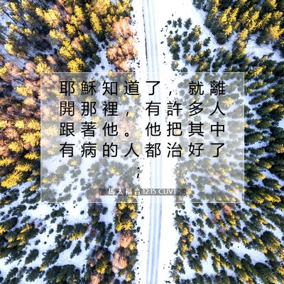 Picture 07 - 馬 太 福 音 12:15 CUVT - 耶 穌 知 道 了 ， 就 離 開 那 裡 ， - Bible Verse Picture