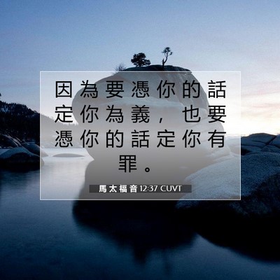 Picture 07 - 馬 太 福 音 12:37 CUVT - 因 為 要 憑 你 的 話 定 你 為 義 ， - Bible Verse Picture