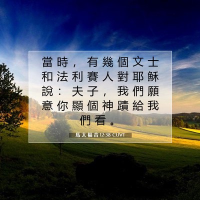 Picture 07 - 馬 太 福 音 12:38 CUVT - 當 時 ， 有 幾 個 文 士 和 法 利 賽 - Bible Verse Picture
