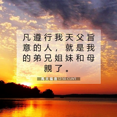 Picture 07 - 馬 太 福 音 12:50 CUVT - 凡 遵 行 我 天 父 旨 意 的 人 ， 就 - Bible Verse Picture
