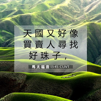 Picture 07 - 馬 太 福 音 13:45 CUVT - 天 國 又 好 像 買 賣 人 尋 找 好 珠 - Bible Verse Picture
