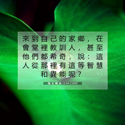 Picture 07 - 馬 太 福 音 13:54 CUVT - 來 到 自 己 的 家 鄉 ， 在 會 堂 裡 - Bible Verse Picture