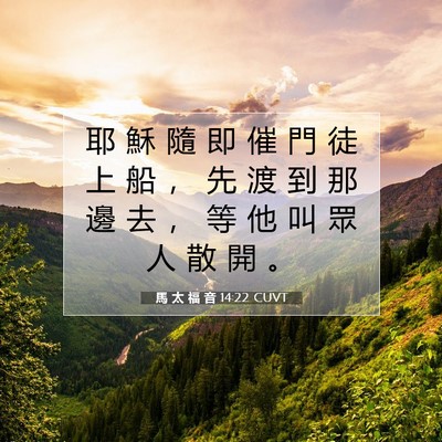 Picture 07 - 馬 太 福 音 14:22 CUVT - 耶 穌 隨 即 催 門 徒 上 船 ， 先 渡 - Bible Verse Picture