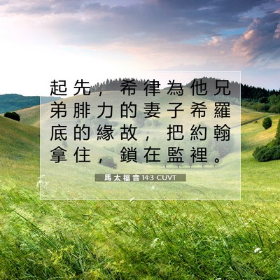 Picture 07 - 馬 太 福 音 14:3 CUVT - 起 先 ， 希 律 為 他 兄 弟 腓 力 的 - Bible Verse Picture