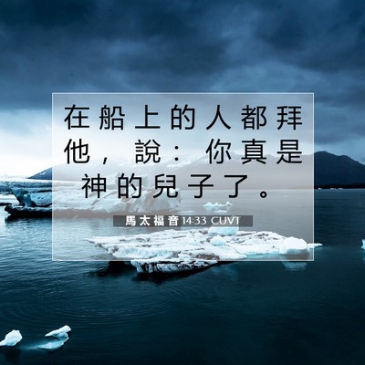 Picture 07 - 馬 太 福 音 14:33 CUVT - 在 船 上 的 人 都 拜 他 ， 說 ： 你 - Bible Verse Picture