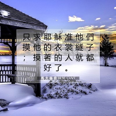 Picture 07 - 馬 太 福 音 14:36 CUVT - 只 求 耶 穌 准 他 們 摸 他 的 衣 裳 - Bible Verse Picture