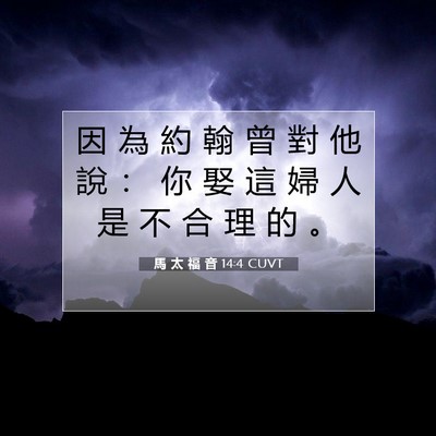 Picture 07 - 馬 太 福 音 14:4 CUVT - 因 為 約 翰 曾 對 他 說 ： 你 娶 這 - Bible Verse Picture