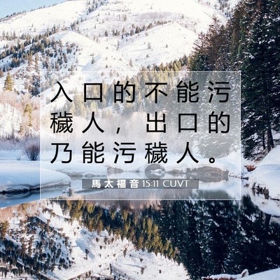 Picture 07 - 馬 太 福 音 15:11 CUVT - 入 口 的 不 能 污 穢 人 ， 出 口 的 - Bible Verse Picture