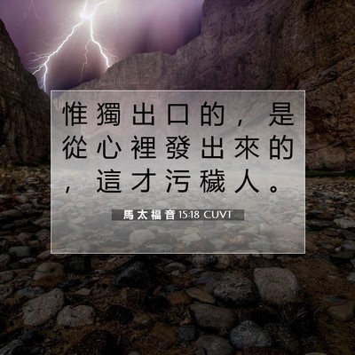 Picture 07 - 馬 太 福 音 15:18 CUVT - 惟 獨 出 口 的 ， 是 從 心 裡 發 出 - Bible Verse Picture