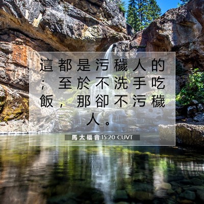 Picture 07 - 馬 太 福 音 15:20 CUVT - 這 都 是 污 穢 人 的 ； 至 於 不 洗 - Bible Verse Picture