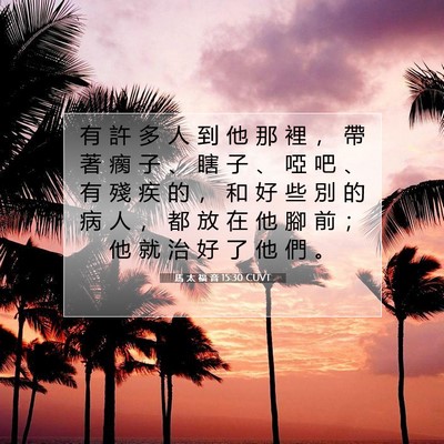 Picture 07 - 馬 太 福 音 15:30 CUVT - 有 許 多 人 到 他 那 裡 ， 帶 著 瘸 - Bible Verse Picture